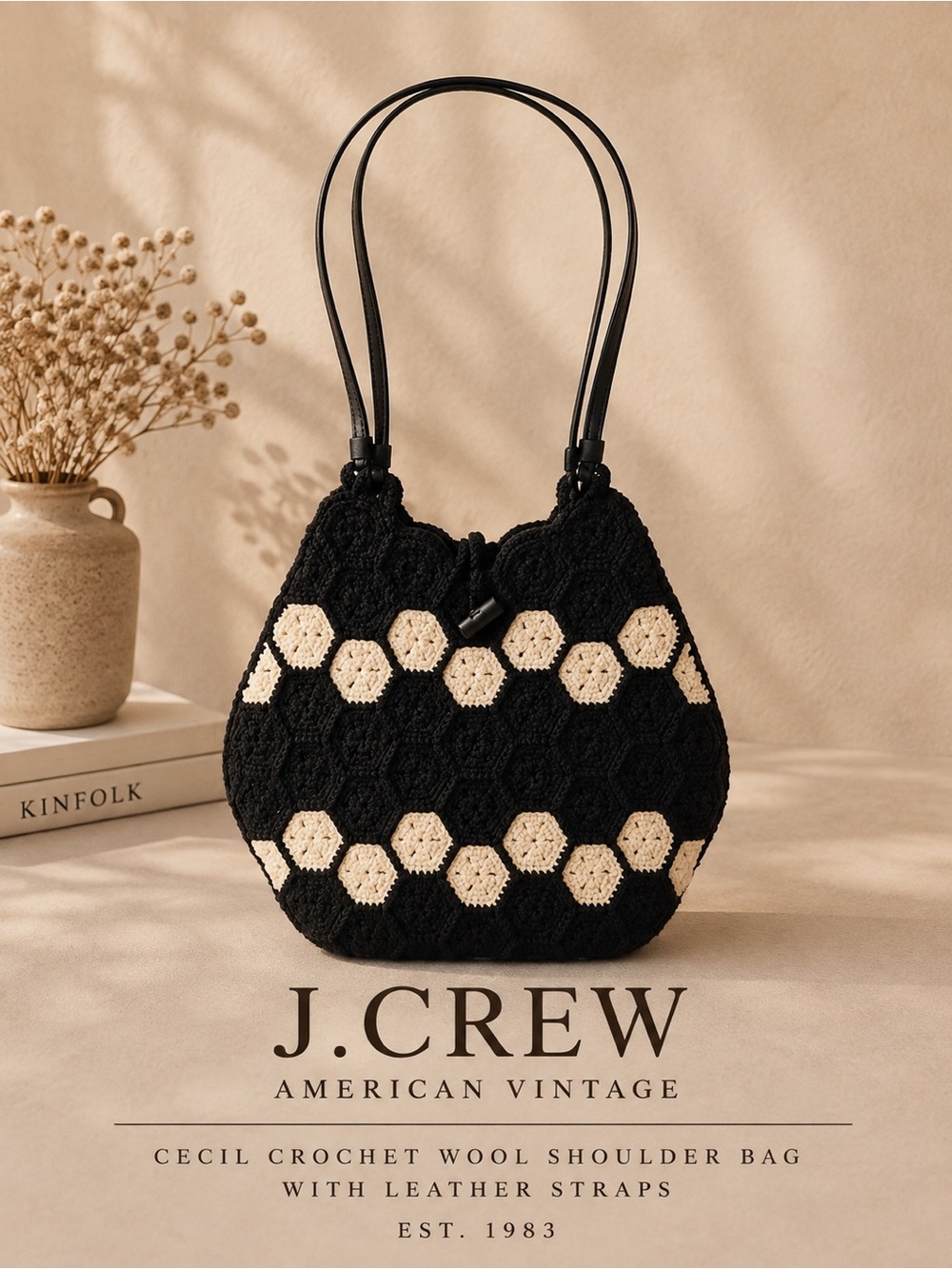 J. Crew Vintage Cecil Crochet Wool Shoulder Bag